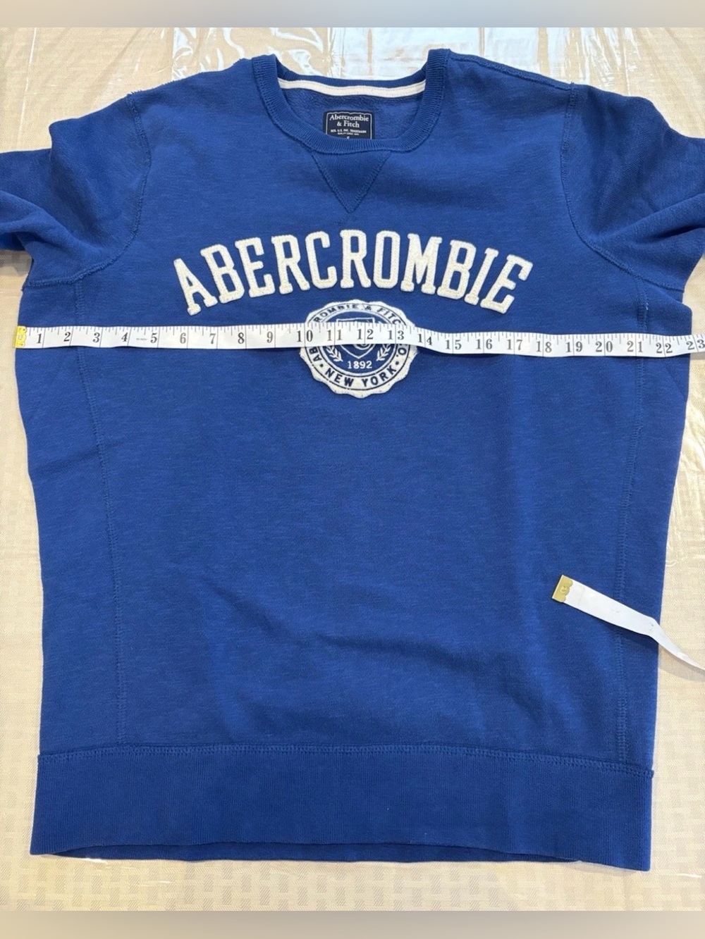 Abercrombie & Fitch Crewneck Royal Blue Sweatshirt Spellout A&F Size Small - Picture 7 of 8